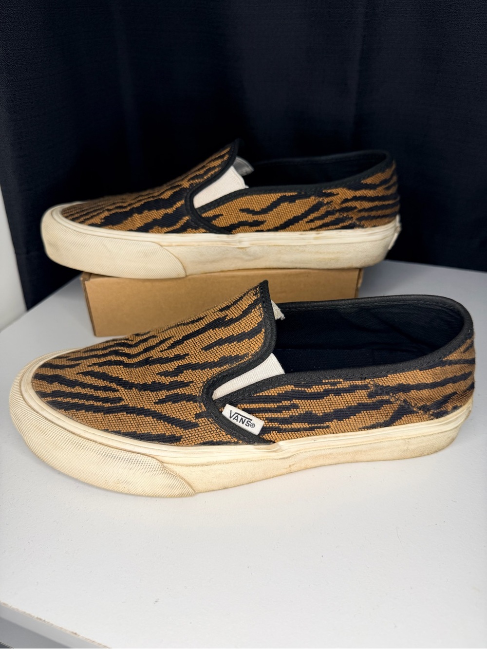 Vans Tiger Print Slip On Sneakers